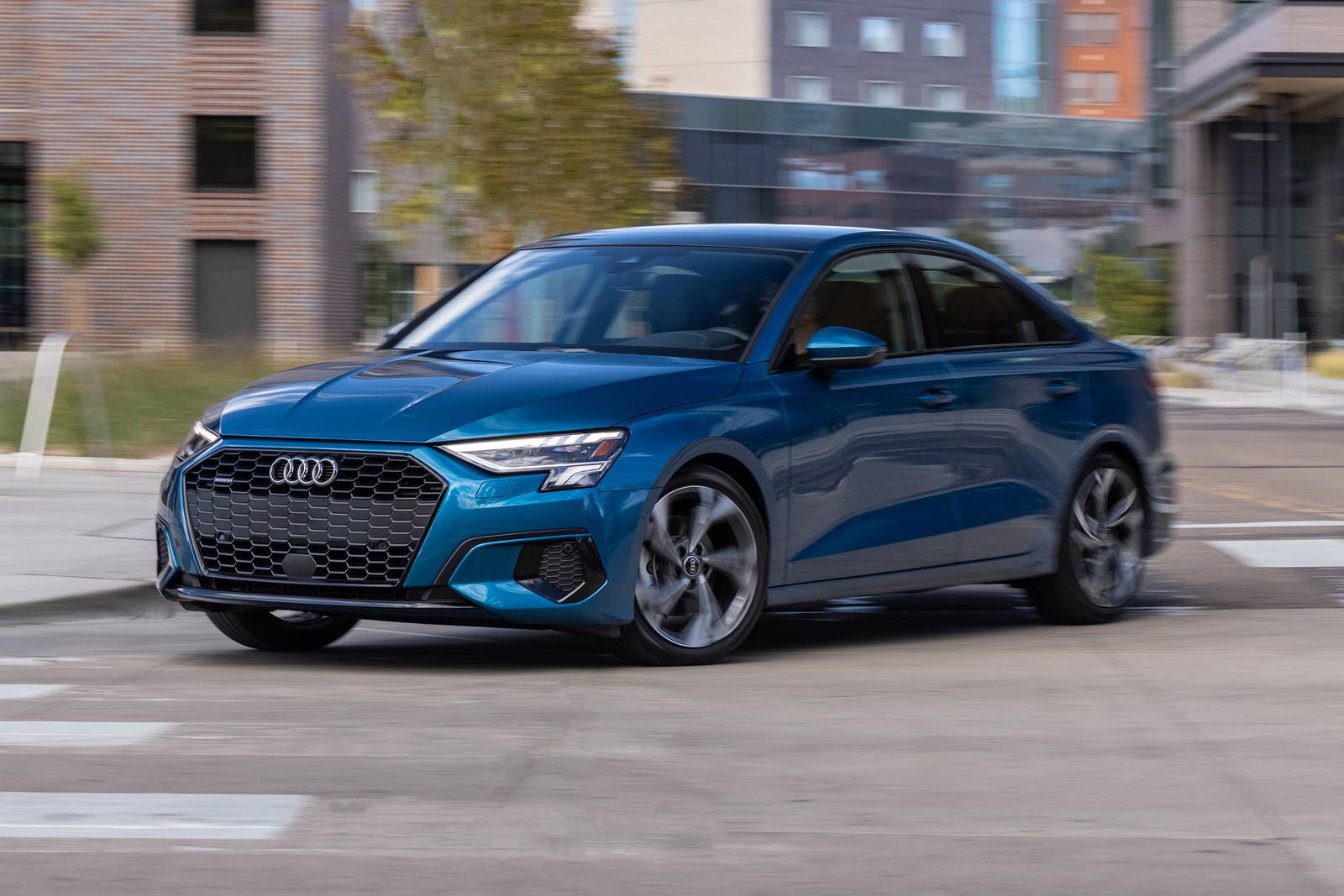 Audi A3 Premium Plus Sedan Exterior. Black Optic Sport Package Shown.