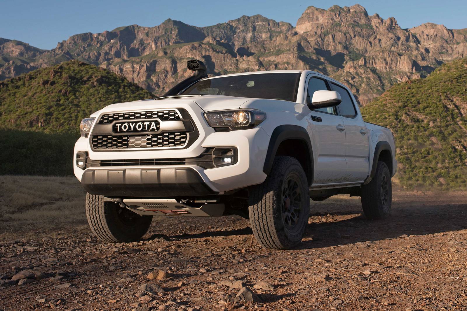 2019 Toyota Tacoma TRD PRO Crew Cab Pickup Exterior. Desert Air Intake Package Shown.